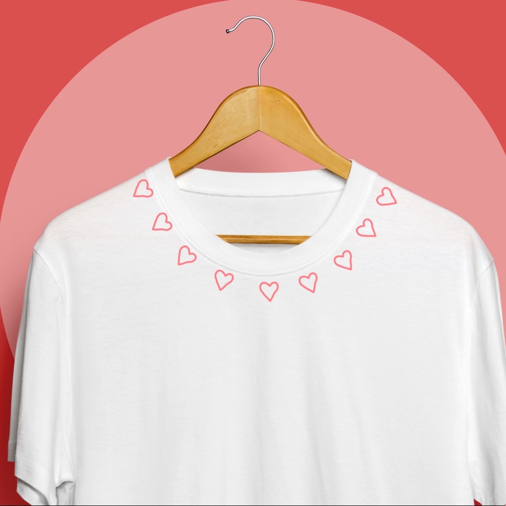 ‘Heart Collar’ Handmade Embroidered Tee